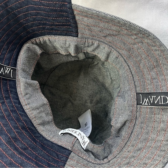 J W ANDERSON sz M/L 60 Denim Asymmetrical Bucket Hat Logo Straps main image 9